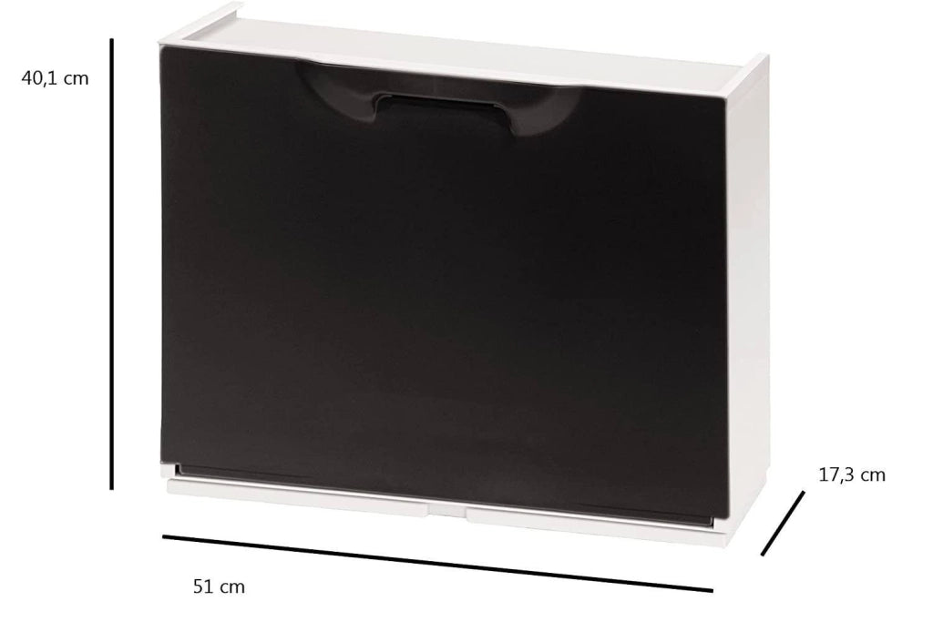 Scarpiera con 1 anta a ribalta in Avon, Mobiletto componibile da interno o esterno, 100% Made in Italy, cm 51x18h40, colore Marrone