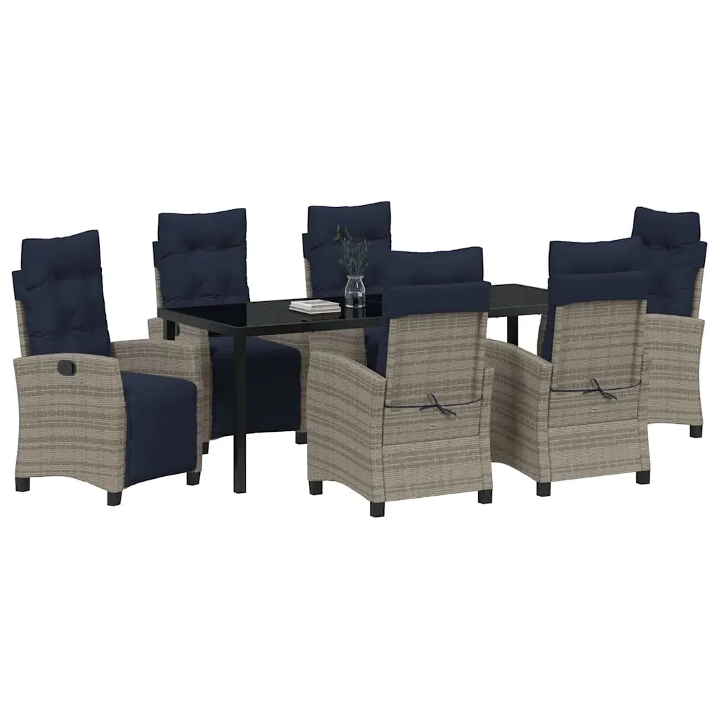 Set da Pranzo per Giardino con cuscino 7 pcs Grigio polyrattan 3380475