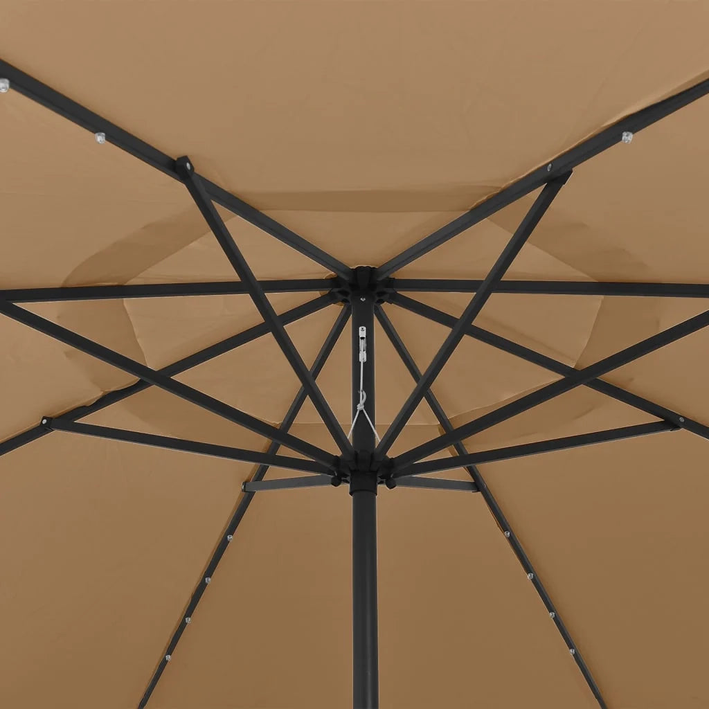 Ombrellone da esterno con LED e palo in metallo 400 cm color tortora 02_0008184