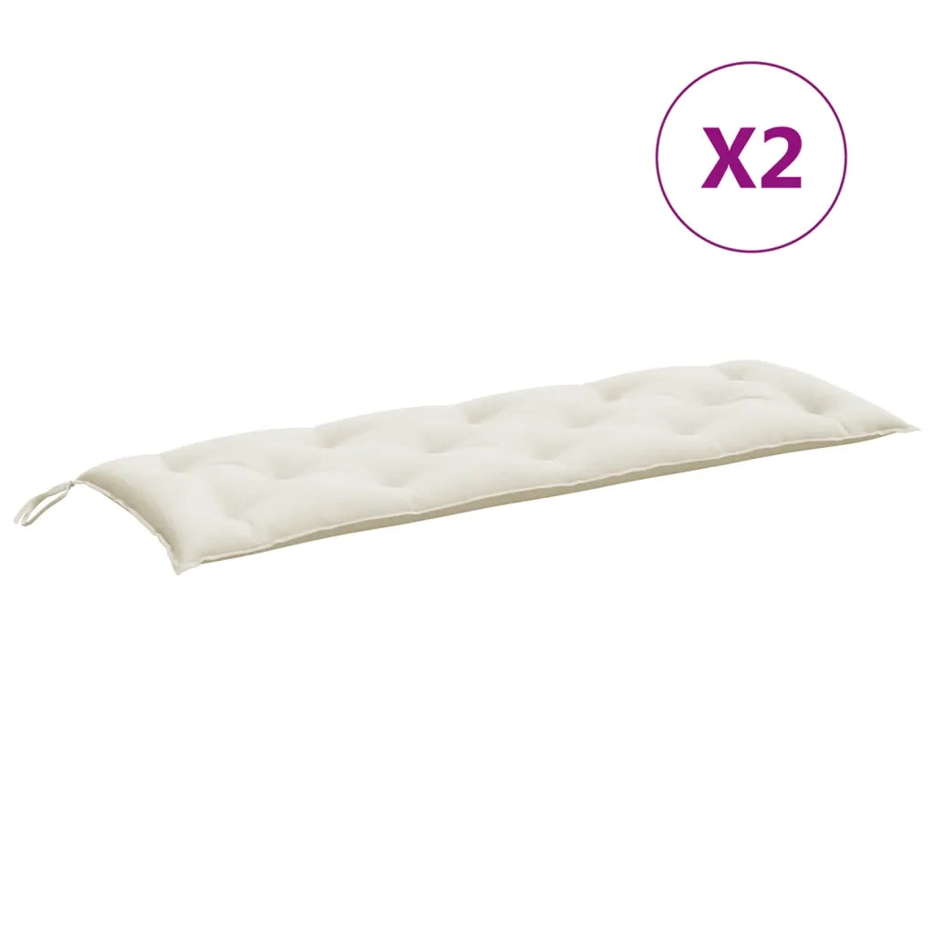Cuscini Panca Giardino 2pz Crema MÃ©lange 150x50x7 cm Tessuto
