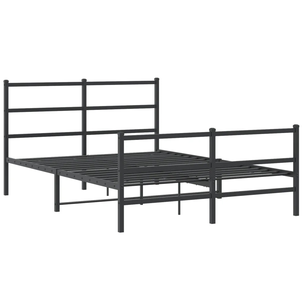 Giroletto con Testiera e Pediera-Struttura Letto Metallo Nero 135x190 cm 863480