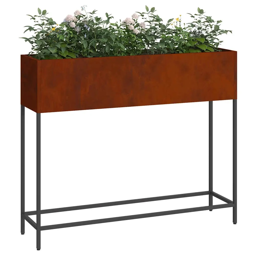 Vaso da giardino-Fioriera Esterno-Contenitore per Piante Rialzato Ruggine 100 x 26 x 82 cm