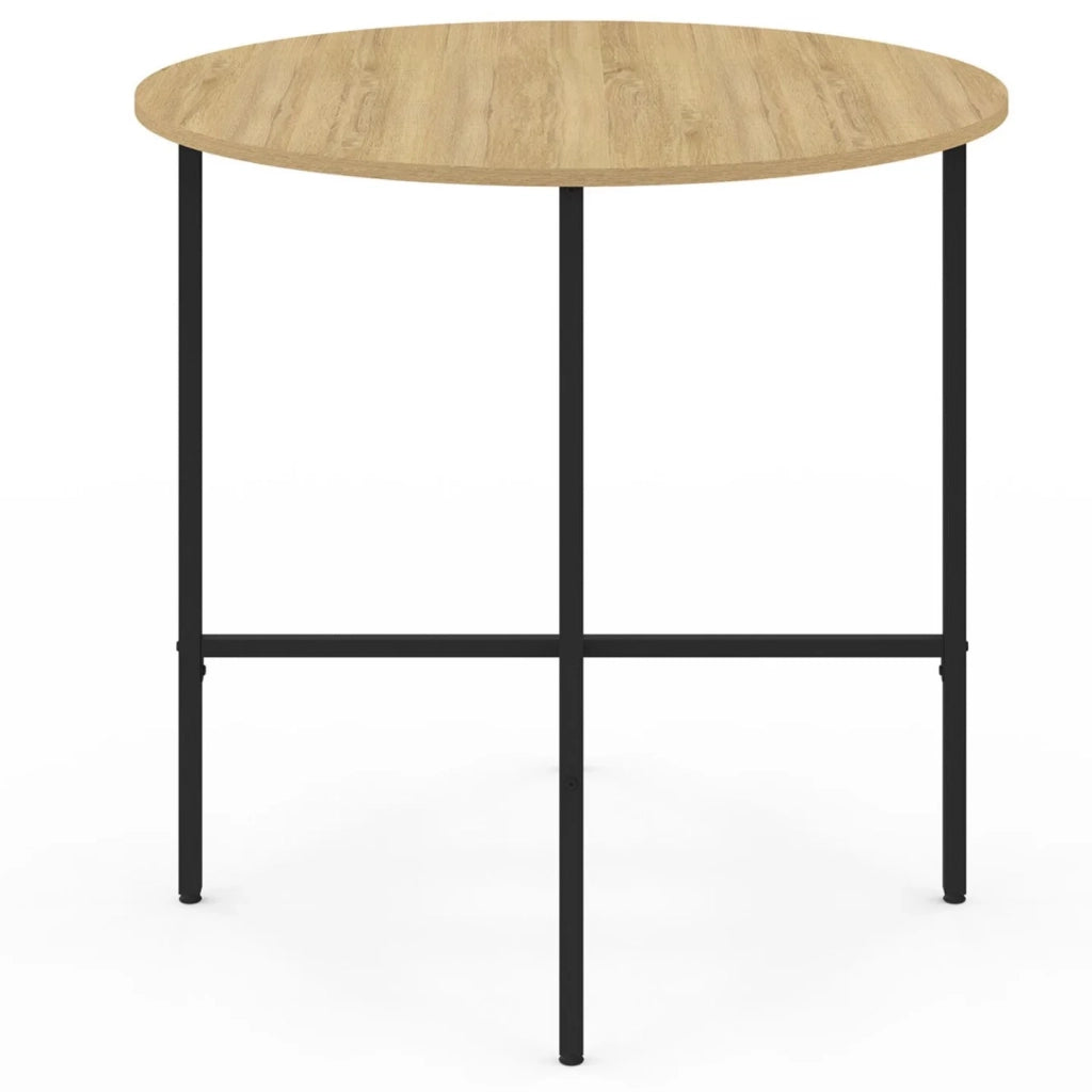 IDMarket - DETROIT mesa de comedor redonda 4 personas diseño industrial 80 cm