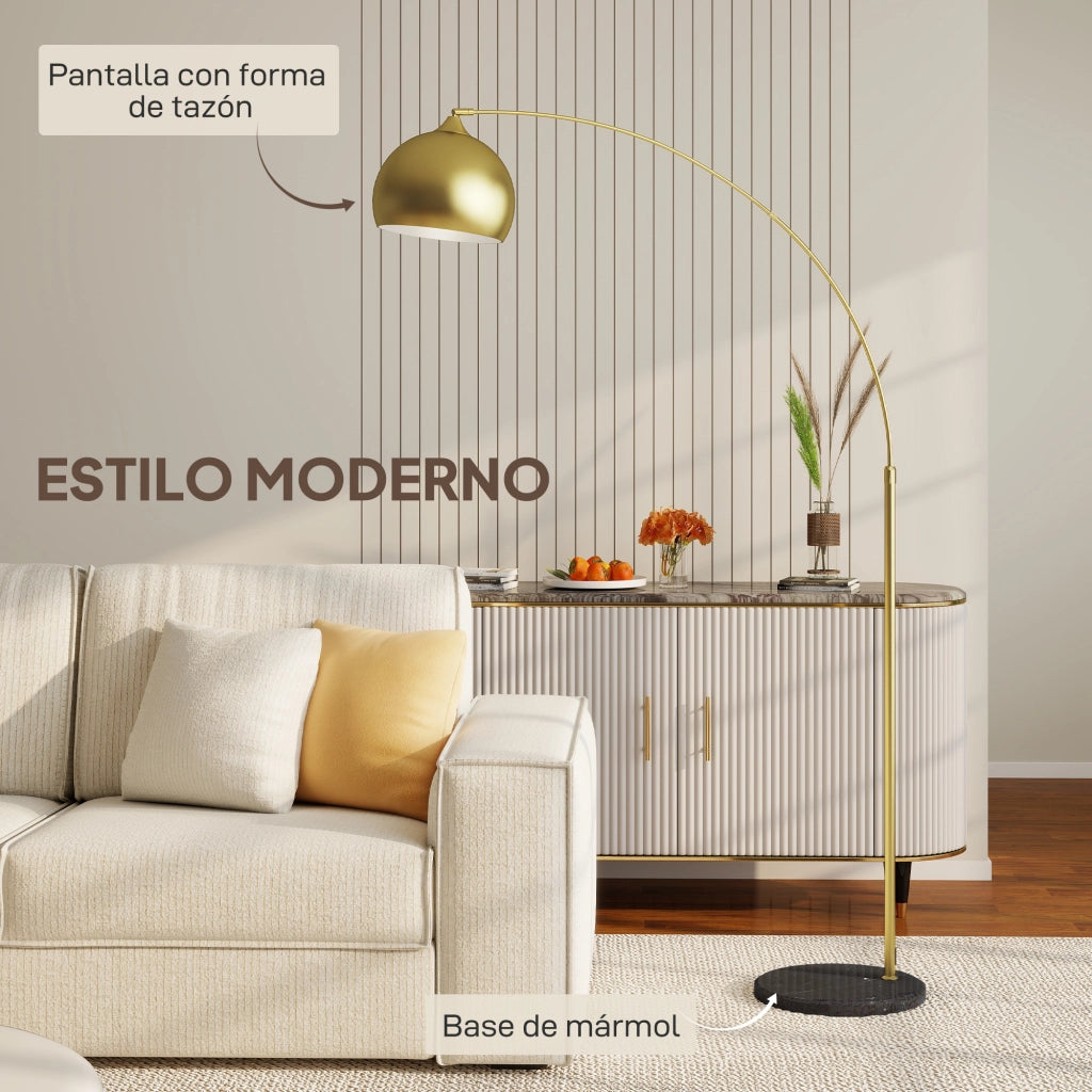 Lampada da terra ad arco moderna 40 W regolabile in altezza e lunghezza con interruttore a pedale 110-115x35x170-180 cm dorato ¨C zephmum