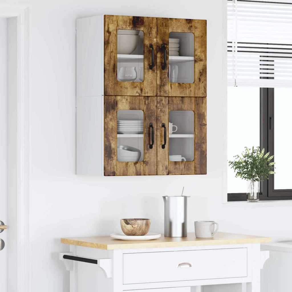 Mobile in vetro da parete LUCCA 2 pcs Rovere Fumo