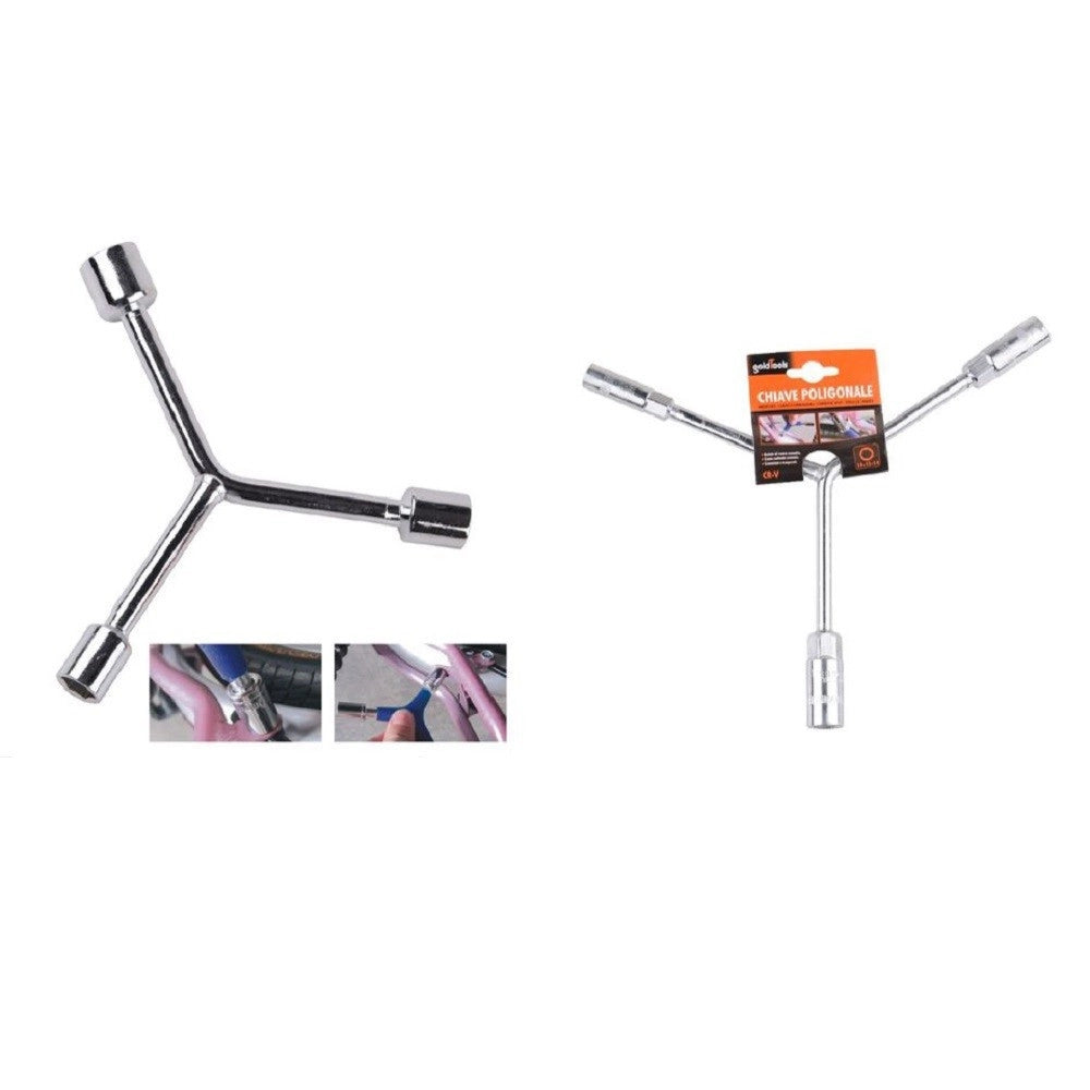 Trade Shop - Chiave Poligonale Grande A Y Bussole Esagonali 10-12-14mm Bici Ferramenta 91597 -