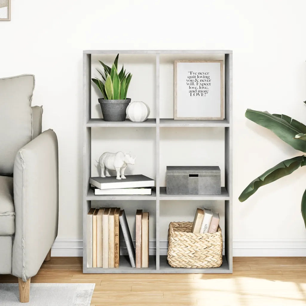 Libreria Divisorio-Scaffale per Libri-Mobile di Stoccaggio Grigio Cemento 69,5x29x103,5cm in Truciolato