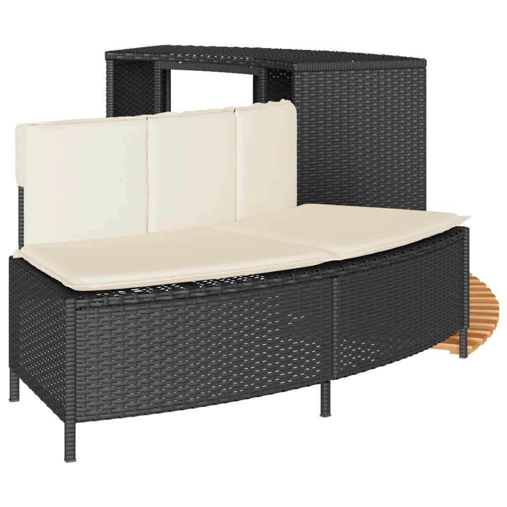 Bordo per Spa Nero in Polyrattan e Legno Massello di Acacia CFW7868421