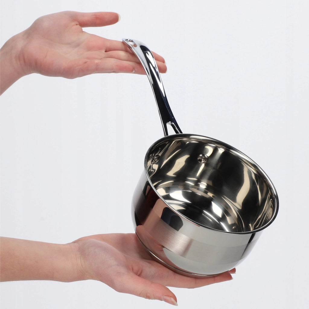Pentola KADAX in acciaio inox, 1,2 L, con manico, adatta a piani cottura a gas e a induzione.