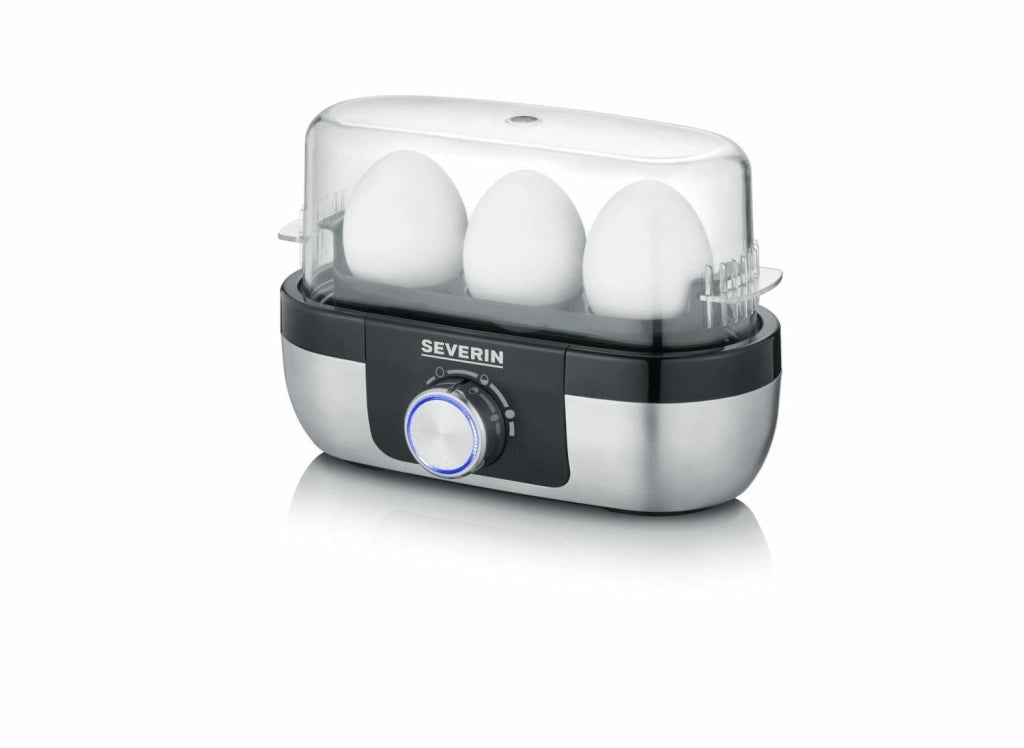 Severin EK3163 Cuociuova 3 Uova Acciaio Inox con Spegnimento Automatico e Allarme Colore Nero