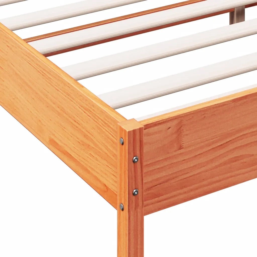 Letto senza Materasso Marrone Cera 140x190 cm in Legno di Pino 842717