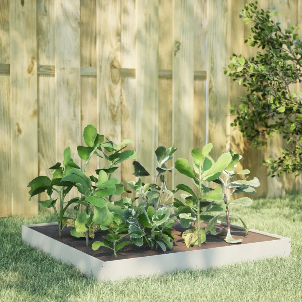 Fioriera Rialzata da Giardino-Vaso da Esterno-Fioriera Elevata Bianca 100x100x18,5 cm in Acciaio