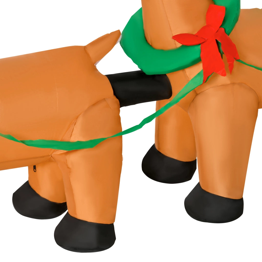 Babbo Natale Inflabile con Slitta e Renne Luci LED ¨C zephmum ¨C Decorazione Esterna 240x57x112 cm