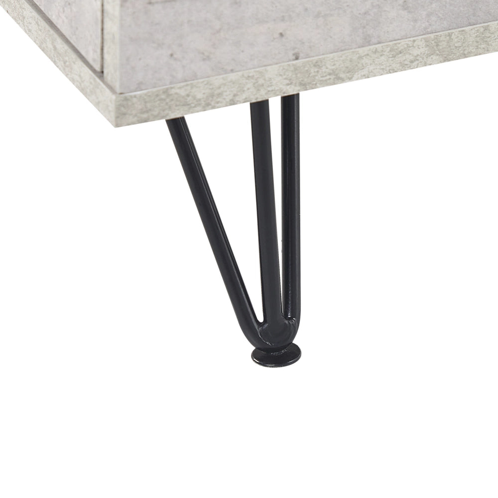 Mobile TV grigio nero 120 x 40 cm MDF 2 ripiani effetto cemento gambe in metallo gestione moderna dei cavi