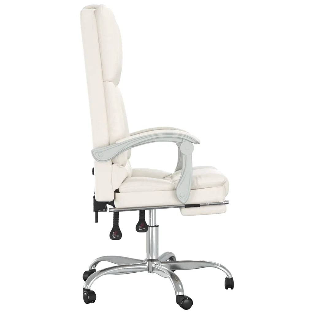 Poltrona massaggiante reclinabile per ufficio sala computer studio similpelle color crema 02_0025402
