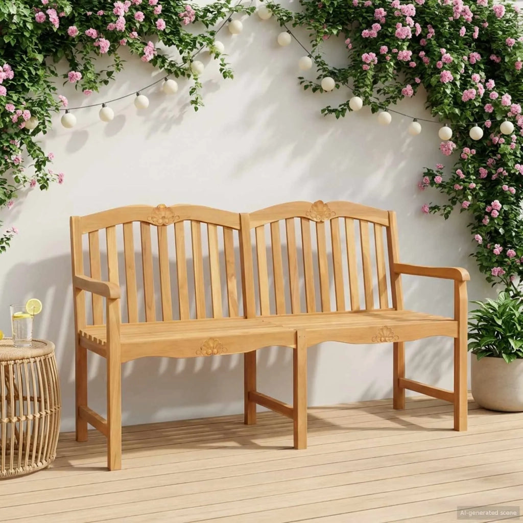 Panchina in legno intagliata a mano Naturale 150 x 60,5 x 95 cm