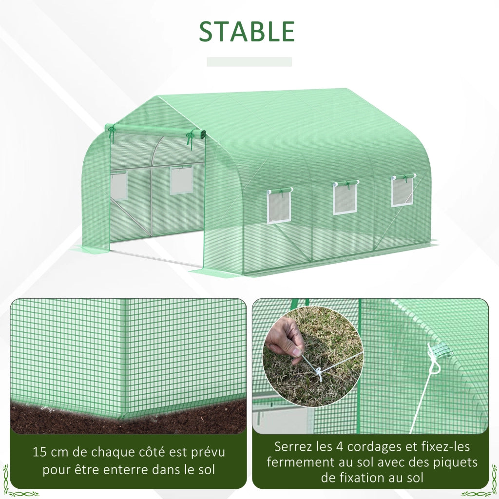 Serra Tunnel da Giardino ¨C zephmum ¨C 3.5x3x2 m Acero Galvanizzato Bache PE Verde