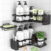 Set di 3 contenitori per bagno in acciaio inox inossidabile - con contenitore per sapone, ganci e contenitori per pasta da denti - nero
