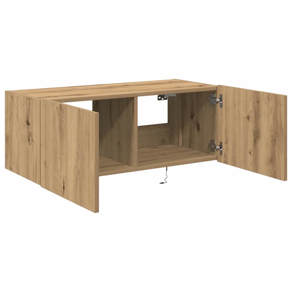 Mobile TV da parete con LED Rovere artigianale 80 x 35 x 31 cm 863106