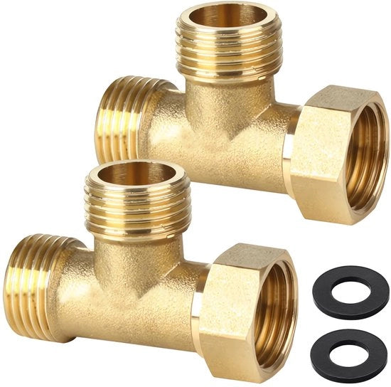 T-fitting 1/2 pollici in rame - 3 vie - 2 pezzi - inox - resistente alla corrosione - pressione massima 35 bar - T-stub di rame