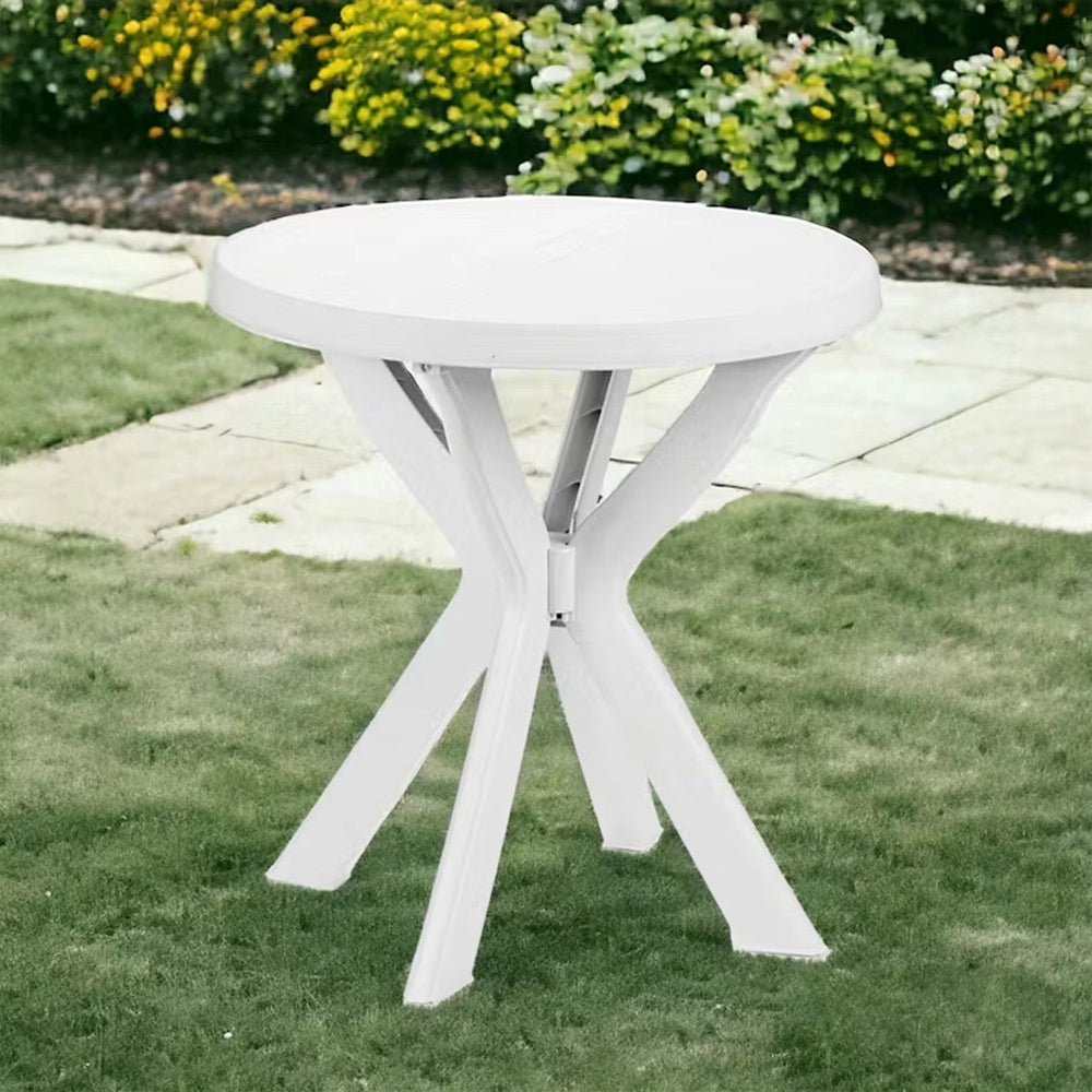 Trade Shop - Tavolo Rotondo Da Giardino Don Bianco Resistente 70xh72cm Arredo Da Esterno 012139 -