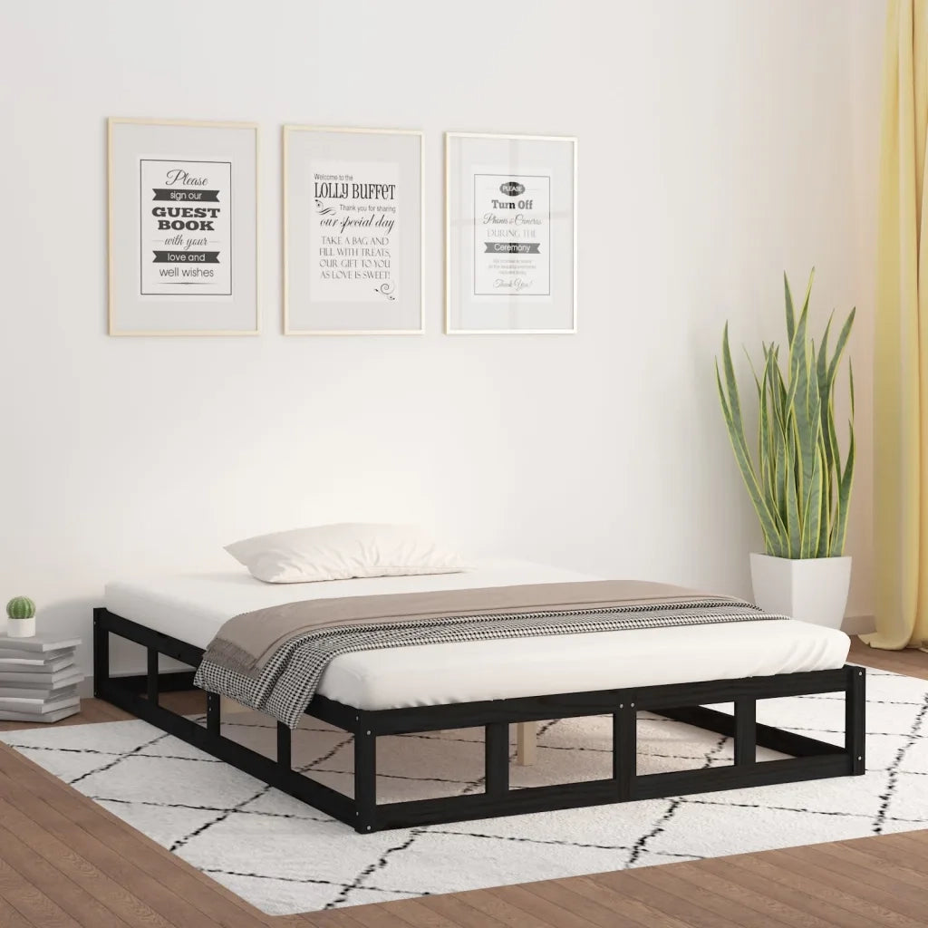 Giroletto-Struttura Letto Nero 120x190 cm Small Double in legno Massello