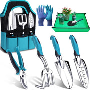 Set di attrezzi per giardinaggio 7 pezzi - Manico ergonomico - Resistente allo sforzo - Manici antiscivolo - Regalo per appassionati di giardinaggio - Adatto per uomini/donne - Set di giardinaggio