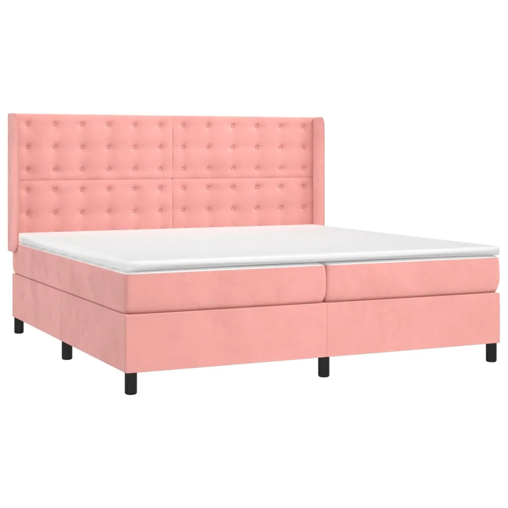 Giroletto a Molle con Materasso Rosa 200x200 cm in Velluto 3132944
