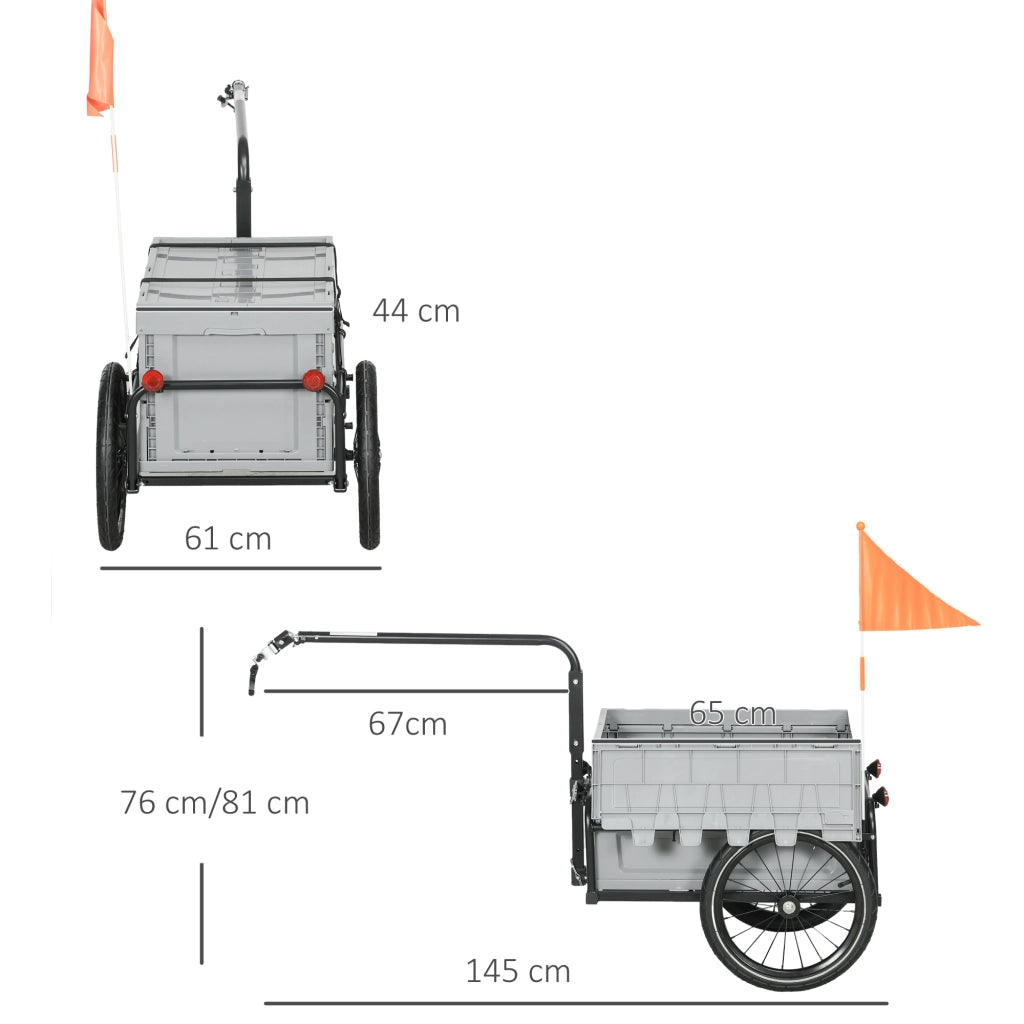 Rimorchio bici pieghevole 65L ¨C zephmum ¨C grigio, max 40KG