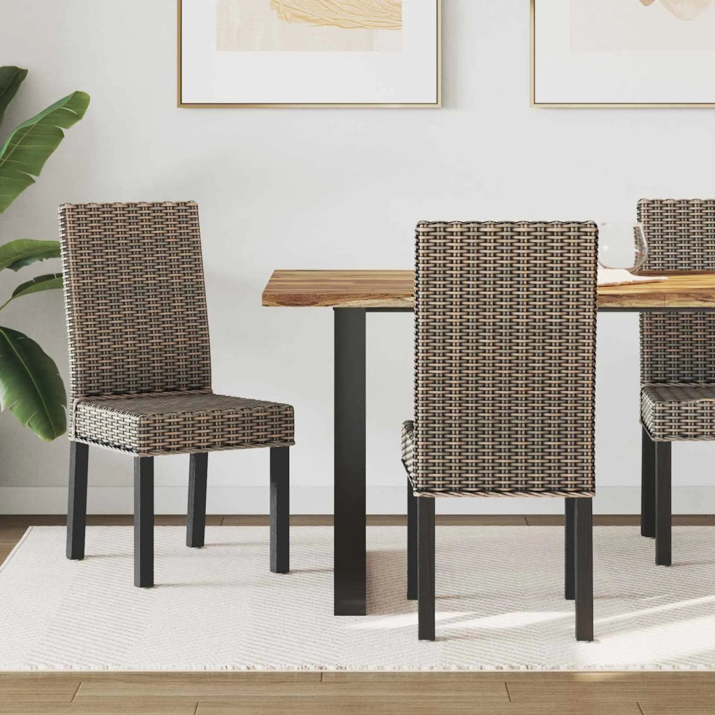 Sedia da pranzo 2 pcs Rattan Kubu e Legno Massello di Mogano