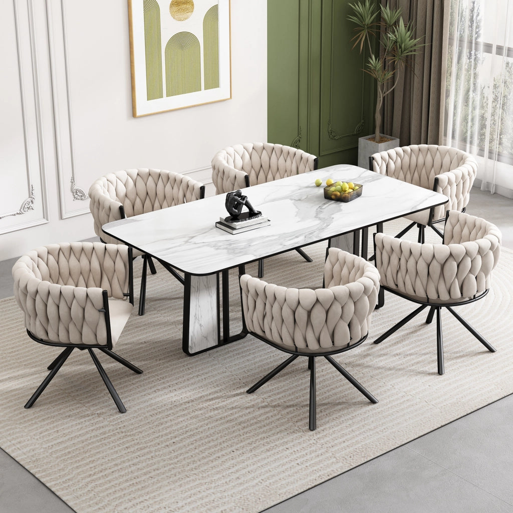 Poltrona Girevole in Velluto ¨C MINIMAL ¨C Beige, Gambe in Metallo