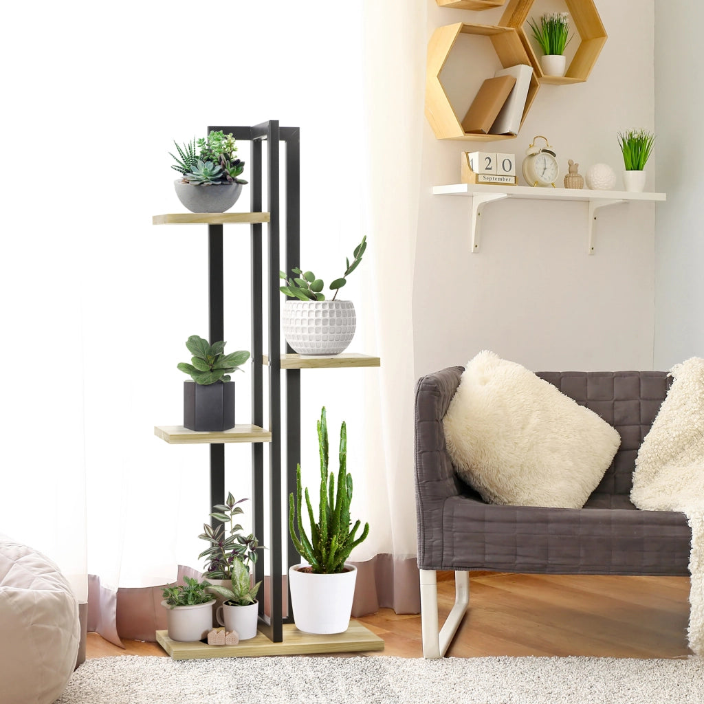 Libreria a livelli per piante stile industriale ¨C zephmum ¨C legno 45x25x110 cm