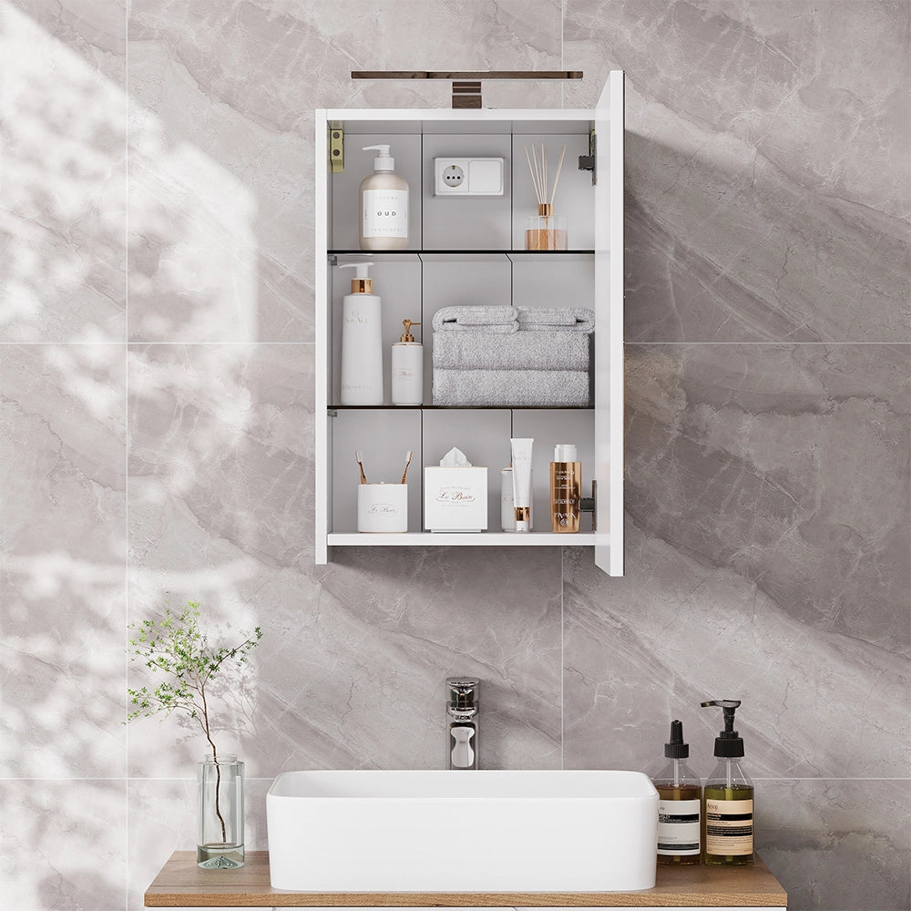 Vicco Mobile a specchio per il bagno Bianco 40 x 60 cm con illuminazione a LED