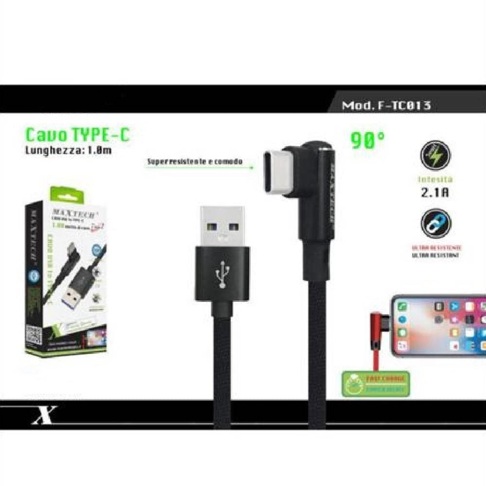 Trade Shop - Cavo Type-c 90° Usb 2.1a Ricarica Dati Compatibile Con Huawei 1mt Maxtech F-tc013 -