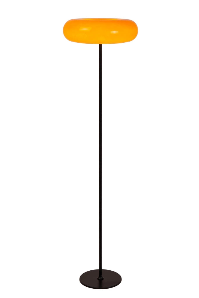 Lampada da terra retro SENTINO 3xG9 vetro arancio nero Lucide