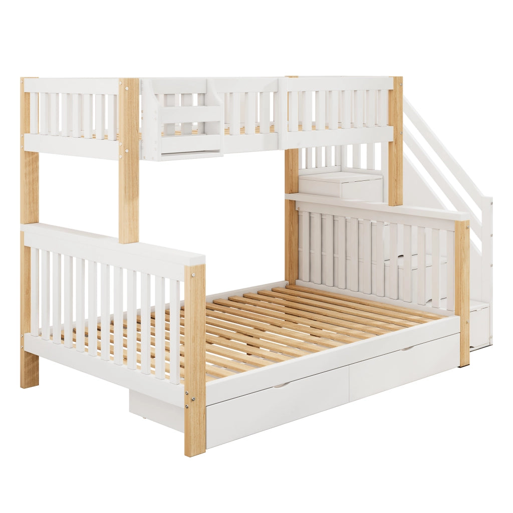 LETTO A CASTELLO Multifunzionale 140x200 cm Legno Bianco e Naturale