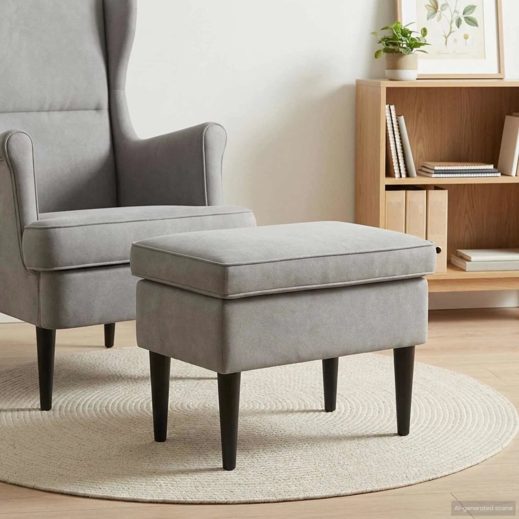 Poggiapiedi Grigio Chiaro 55 x 35 x 41 cm Velluto