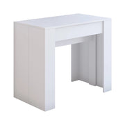 Consolle allungabile Vaelis, trasformabile in tavolo da pranzo, salvaspazio ed estensibile fino a 237 cm, 90-237x76,6x90 cm, Effetto legno bianco