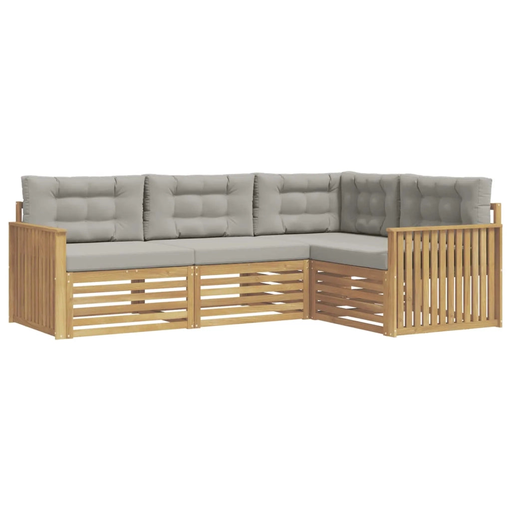 Set di divani da esterno 4 pz Bianco e Grigio Chiaro Poliestere 3390401