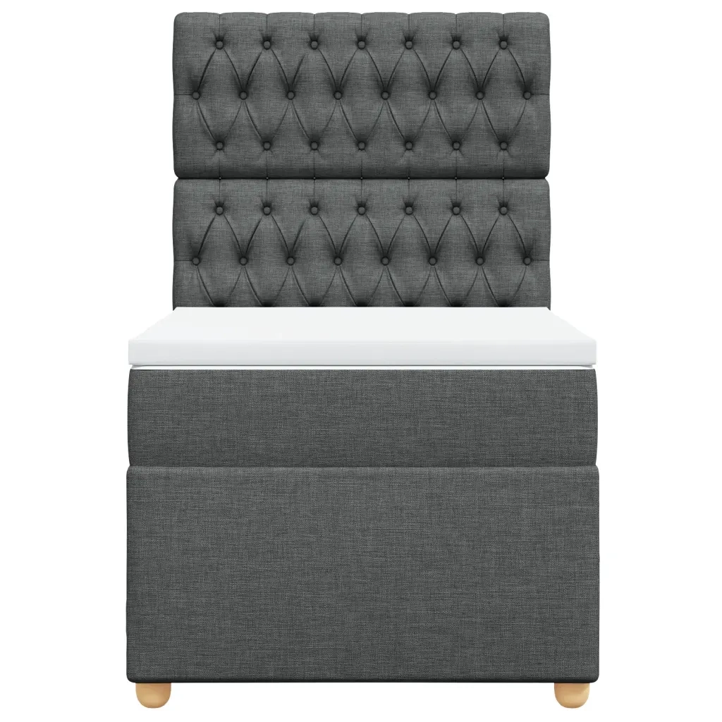 Giroletto a Molle con Materasso Grigio Scuro 90x190 cm Tessuto