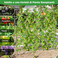Traliccio per Piante Rampicanti ad Arco 179 x 180 cm, Trellis Alto a Forma di U per Cetrioli da Letto Rialzato con Rete, Supporto per Piante all'Aperto per Frutta e Fiori
