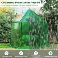 Mini Serra Portatile da Esterno per Inverno con Copertura in PE, Telaio in Metallo Anti-ruggine Rivestito in PE, Porta con Cerniera Arrotolabile e Finestre, Serra per Giardino e Cortile
