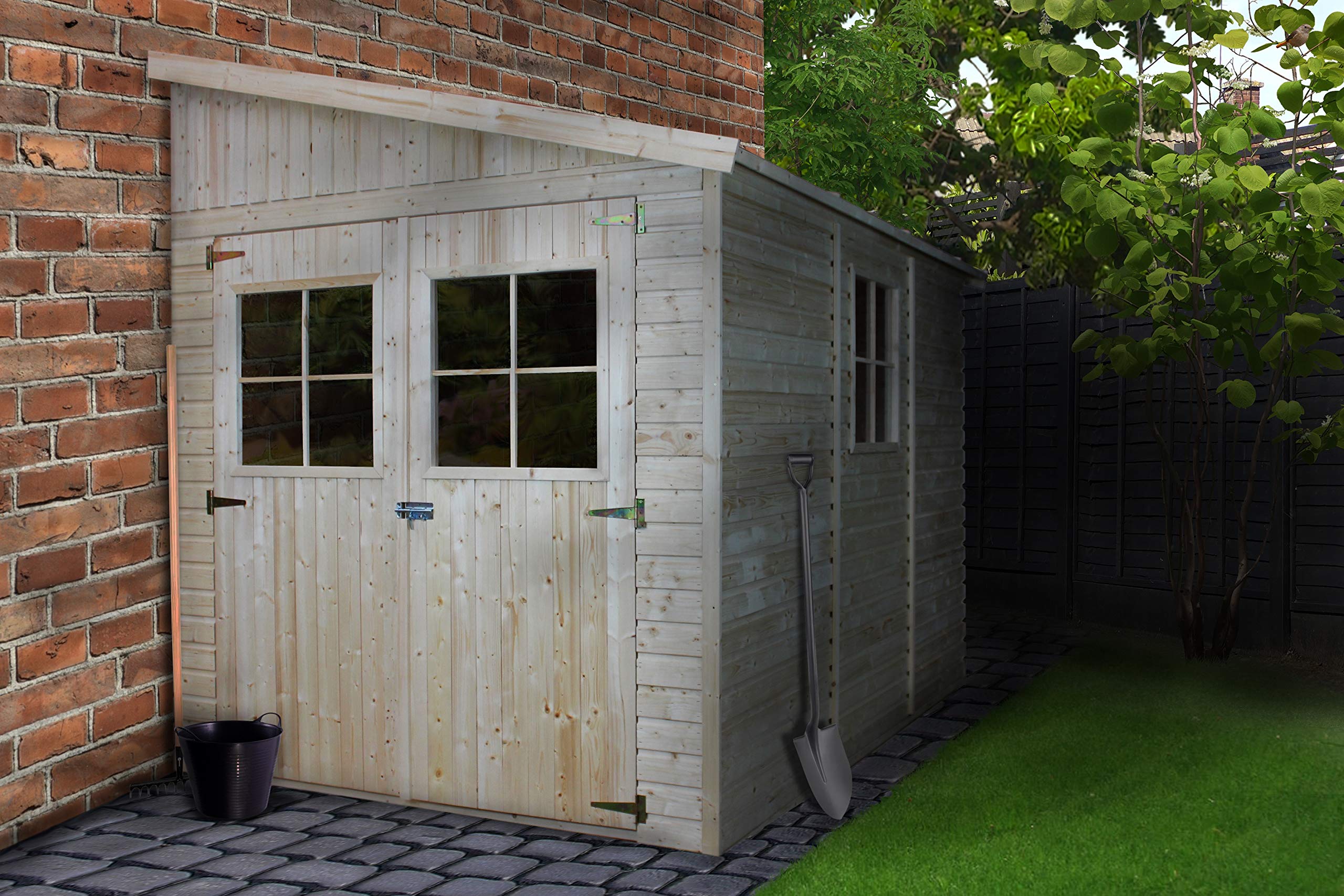 Casa da giardino in legno (con parete laterale) - 6,09 m?² - TIMBELA M339A+M339G
