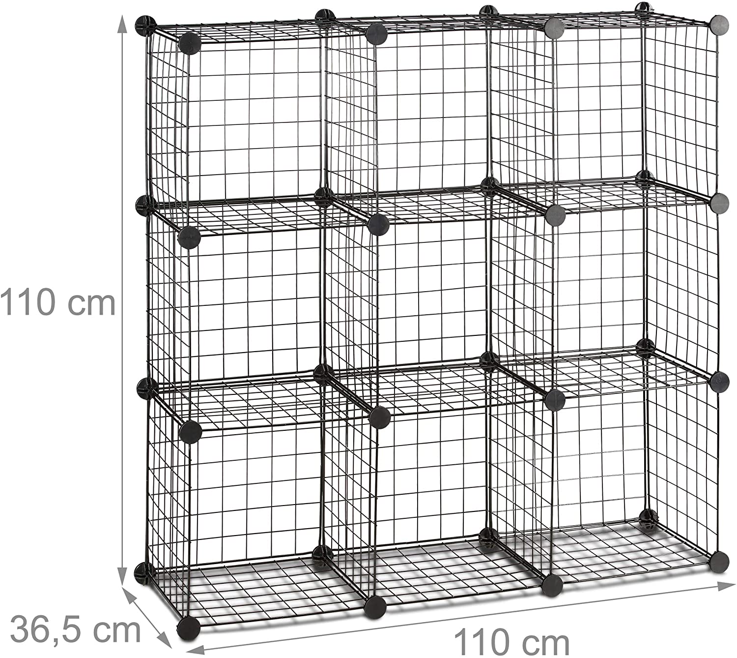 Ripiano modulare in griglia a rete 9 scomparti metallici contenitore in rete 35x35 cm nero 13_0001074