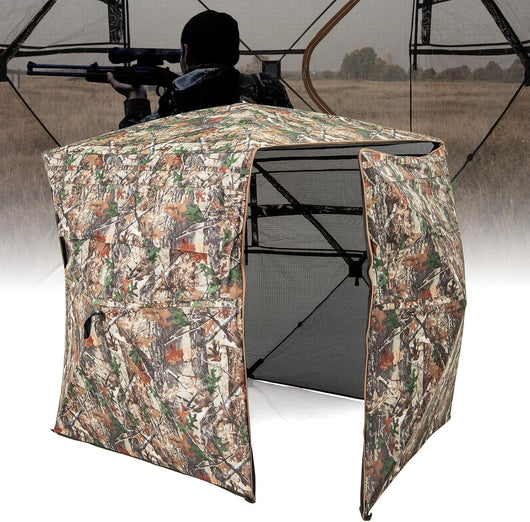Tenda da Caccia per 2-3 Persone, Tenda Mimetica a Visione a 360° per Caccia, Tenda Pop-Up Camouflage con Borsa da Trasporto, Apribile Completamente da 1 Lato, 148 x 148 x 170 cm