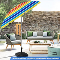 Ombrellone da Spiaggia 198 cm, Ombrello Parasole da Esterno con Palo Inclinabile in Alluminio, Ombrellone Portatile con Borsa di Trasporto, Anti UV 50+, 8 Stecche (Colorato)