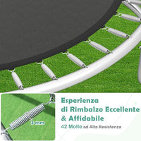 Trampolino Elastico per Bambini e Adulti 244 cm/305 cm/366 cm, Tappeto Elastico da Esterno con Rete di Sicurezza, Scala e Telaio in Acciaio Zincato Antiruggine