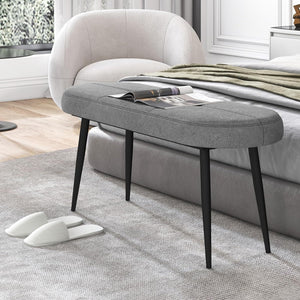 Panca Scarpiera da 113 cm, Panca da Ingresso con Cuscino Imbottito in Spugna e Gambe Metalliche Solide, Panca Fondo Letto per Soggiorno Camera da Letto, Carico 300 kg (Grigio)