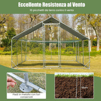 Pollaio per Galline da Esterno 3 x 6 x 1,95 M, Gabbia da Esterno Grande in Acciaio Zincato con Serratura e Tetto Impermeabile e Resistente al Sole, Recinto per Galline e Conigli