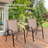 Set di 2 Sedie da Giardino, Sedie da Giardino per Patio in Textilene, con Braccioli Curvi, Telaio in Metallo, Sedia da Bistrot Portata 200 kg, Per Giardino Patio, 56 x 72 x 90 cm (Marrone)